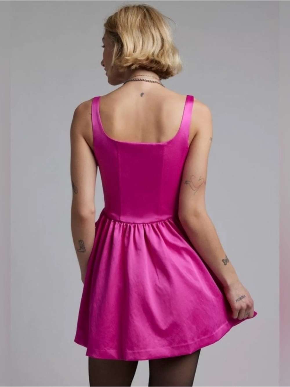 LOVESHACKFANCY BAYER HOT PINK CORSET STYLE MINI DRESS BOWS SZ 10 NWT - Picture 15 of 16